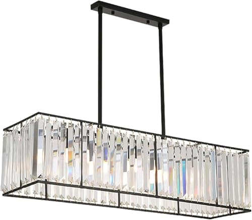 Wmmner Leichter Luxus-Kristallleuchter Moderner Rechteckiger Kristallleuchter Landhausstil Industrielle Pendelleuchte Esszimmer Glas-Hängelampe, Modernes Esszimmer von Wmmner