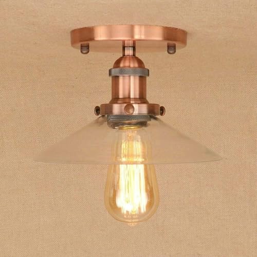 Wmmner Loft Industrial Decor Led Deckenlampe Kompatibel Mit Wohnzimmer Transparent Glas E27 Deckenleuchten, Kronleuchter (Rote Bronze)/Rote Bronze von Wmmner