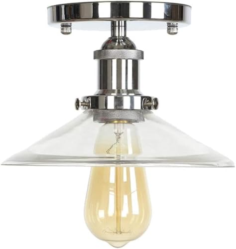 Wmmner Loft Industrial Decor Led Deckenleuchte Kompatibel Mit Wohnzimmer Transparent Glas E27 Deckenleuchten, Kronleuchter (Gold + Schwarz)/Chrom von Wmmner