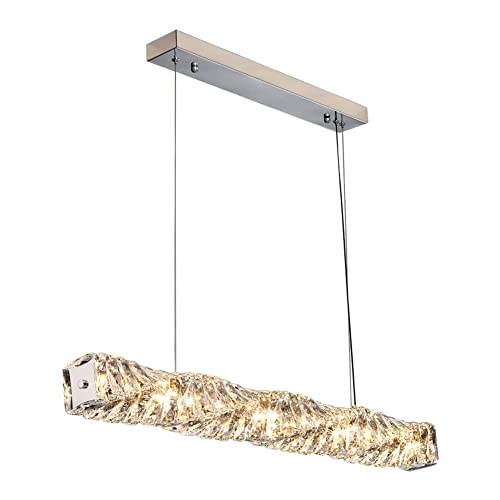 Wmmner Luxuriöser Linearer Kristallleuchter Moderne Rechteckige Kristall-Pendelleuchte Led-Dimmbare Hängeleuchte Für Kücheninsel, Wohnzimmer, Esstisch, Foyer, 100 Cm, Gold, Hängeleuchte (Gold,/Silber/ von Wmmner