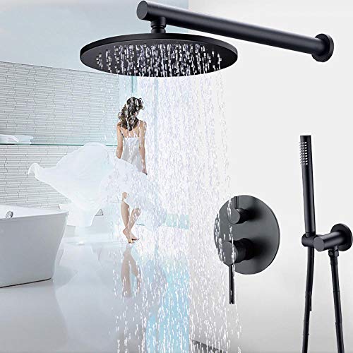 Wmmner Mattschwarze Duscharmatur Kalt- Und Heißmontage An Der Wand Duschset 2 Möglichkeiten Steckdose Badezimmerarmatur-12_Zoll, 12 Zoll Wmmner Mattschwarze Duscharmatur Kalt- Und Heißmontage An Der Wand Duschset 2 Möglichkeiten Steckdose Badezimmerarmatur-12_Zoll, 12 Zoll von Wmmner