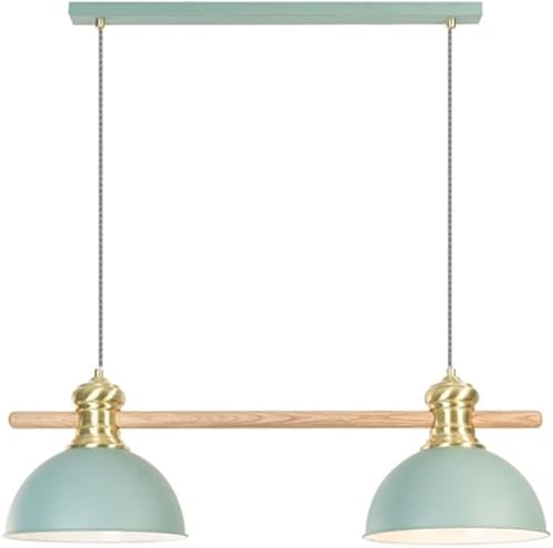 Wmmner Metall Kronleuchter E27 2-Licht Holz Streifen Pendelleuchte Moderne Home 's Zimmer Decke Hängelampe Indoor, Pendelleuchte/Blau von Wmmner