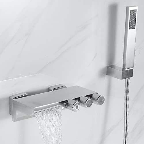 Wmmner Mixer Badewanne Wasserfall Bbadewanne Wasserhahn Mit Handbrause Messing Wasser Heiß Und Kalt Multifunktions Wasserhahn Badewanne,/Chrom/a von Wmmner