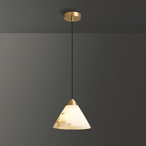 Wmmner Modern Light Marble Ceiling Lamp, Kitchen Island Hanging Lighting Fixture, E14 Suspended Lamps Compatible With Bedroom Bedside Dining, Chandelier(Dark)/Gold von Wmmner