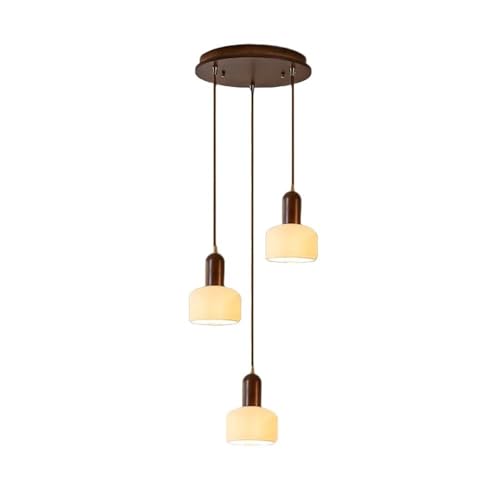 Wmmner Moderne 3-Licht Kronleuchter Holz Streifen Keramik Pendelleuchtehöhenverstellbare Hängelampe Für Kücheninsel Eingang Esszimmer Arbeitszimmer Wohnzimmer Schlafzimmer Bar Deckenleuchte (B)/a von Wmmner