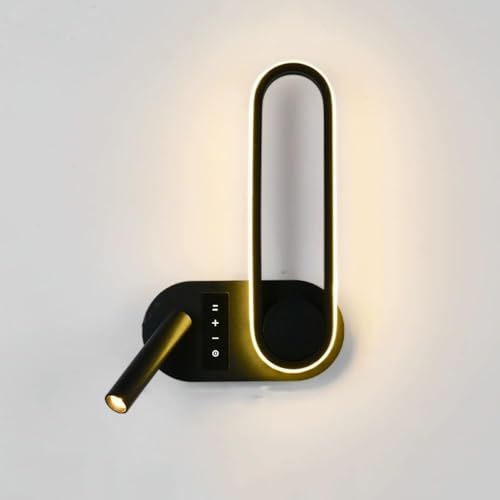 Wmmner Moderne 365° Drehbare Wandleuchte Led-Wandleseleuchte Mit Schalter, Verstellbarer Lesespot Für Das Bett, Modernes Esszimmer/Schwarz/Touch-Dimmung von Wmmner