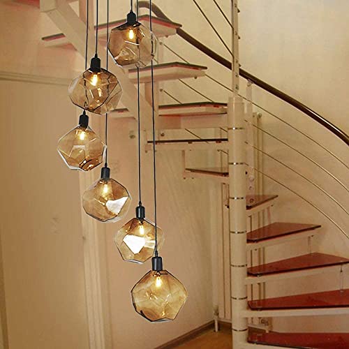 Wmmner Moderne Treppen Spirale Langer Kronleuchter Minimalistisch Für Wohnzimmer Duplex Pavillon Licht Villa Mode Kreative Restaurant Deckenlampe 5|6 P () von Wmmner