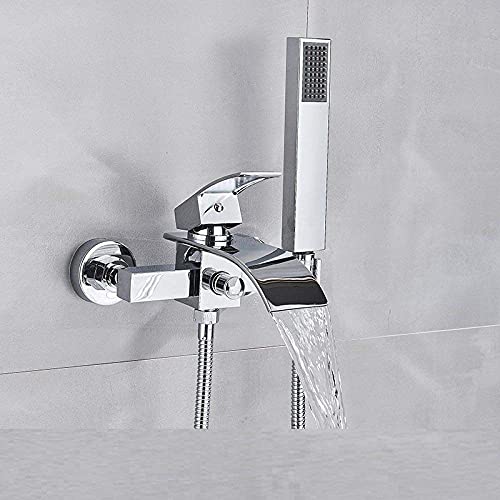 Wmmner Moderner Wasserfall Badewanne Wasserhahn Mit Handbrause Mattschwarz/Chrom/Nickel Messing Finish Heiß- Und Kaltwassermischer Wasserhahn Für Badezimmer Dusche von Wmmner