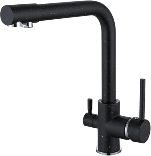 Wmmner Multifunktionale Küchenarmaturr Filterhahn - Drehbarer Doppelgriffhahn Für Trinkwasser Küchenspüle Haushaltsgebrauch (Chrom-Finish)/Black Silver von Wmmner
