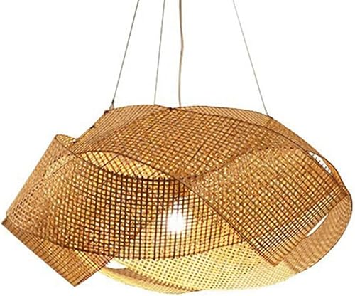 Wmmner Naturfarbene Lampenschirme Aus Korbgeflecht Hohlpendelleuchten Geometrische Diy-Korbgeflecht-Kronleuchter Bauernhaus-Rattan-Korb Hängeleuchte Für Zu Hause, Kronleuchter von Wmmner