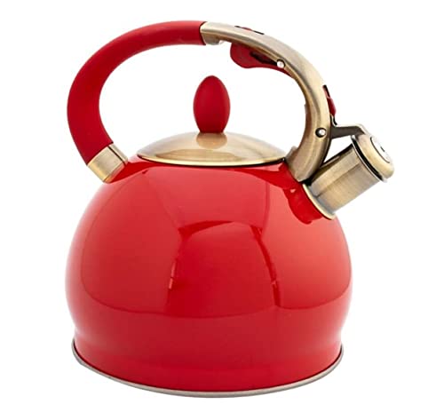 Wmmner Ofen Wasserkocher, Wasserkocher Hohe Kapazität Gas Induktionskocher Teekanne Verdickung Wasserkocher Pfeifkessel Teekanne (Rot)/Schwarzer/19,5 * 23Cm von Wmmner