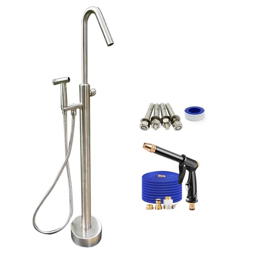 Wmmner Outdoor-Wasserspiel-Fcet-Ständer - Freistehender Gartenschlauch Aus Edelstahl, Bodenmontierte Wasserspülstation, Sver - 15 * 100 Cm/6 * 39 Zoll Für Kinder Und Erwachsene von Wmmner