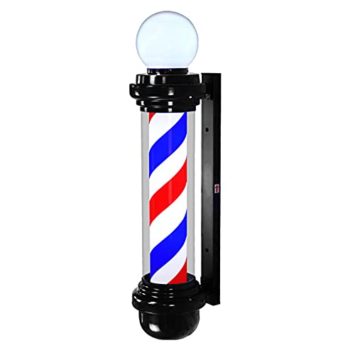 Wmmner Paloe 68CM Led Friseurlampe Rotating Logo Wandleuchte Wasserdicht Rote, Weiße und Blaue Streifen Wandleuchte, Geeignet Für Friseursalons, Schwarz Weiß (Schwarz Weiß)/Rot B von Wmmner