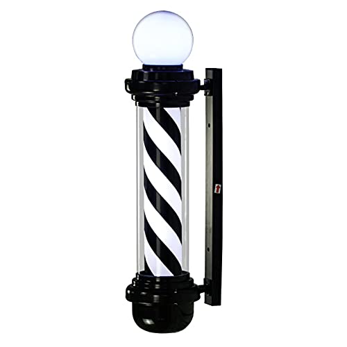 Wmmner Paloe 68CM Led Friseurlampe Rotating Logo Wandleuchte Wasserdichte Rote, Weiße und Blaue Streifen Wandleuchte, Geeignet für Lounges, Schönheitssalons, Schwarz Weiß (Schwarz Weiß)/Schwarz Bi von Wmmner