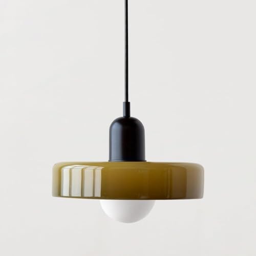 Wmmner Pendelleuchte, Bauernhaus Grüne Glas Pendelleuchte Ckompatibel Mit Schrägdecke - Moderne Hängelampe V-Intage Coastal Dining Room Chandelier Modern (Rojo)/Schwarzer von Wmmner