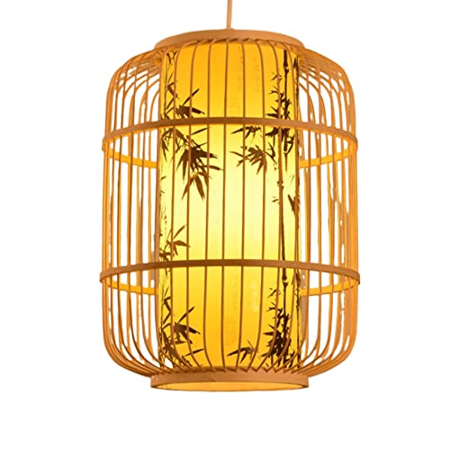 Wmmner Pendelleuchte, Handgewebte Laternenlampe Rattan Einzelleuchte Weberei Natürliche Holzdeckenaufhängung Korb-Kronleuchter Für Küche Esszimmer Wohnzimmer Restaurant Bauernhaus/C/40 * 60 cm von Wmmner