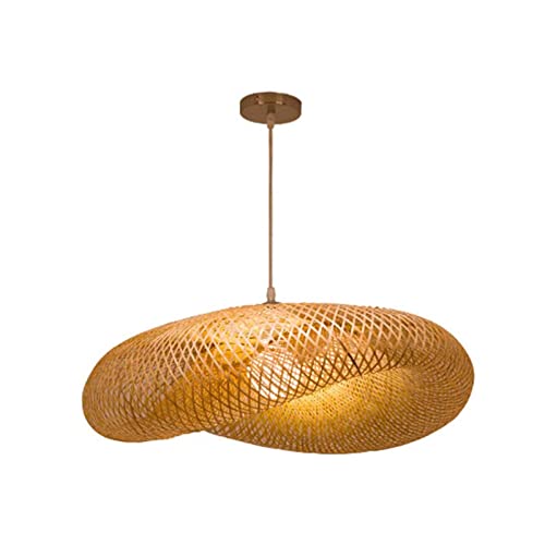 Wmmner Pendelleuchte, Holz Pendelleuchte V-Intage Weben Decke Pendelleuchten Kreative Einstellbar E27 Kronleuchter Naturbambus Und Rattan Gewebte Hängelampe (40 Cm)/Eine Farbe/60 Zentimeter von Wmmner