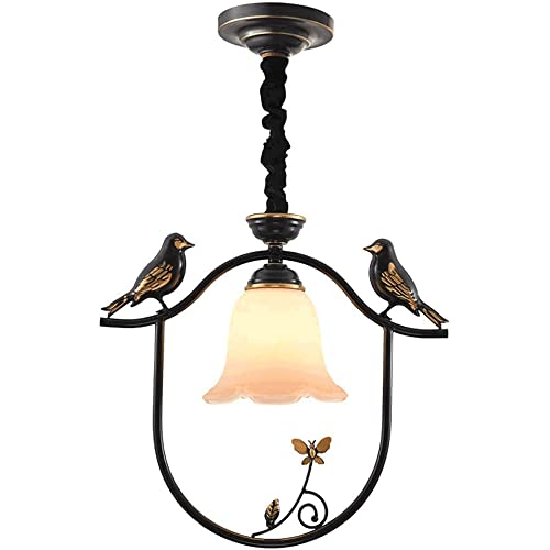 Wmmner Pendelleuchte, Interior Home Decoration Restaurant Pendelleuchte Einfach Modern - Vogel Decke Pendelleuchte Metall Glas Hängeleuchte North America Personality Leuchte E27-1 Lampe(B)/Eine Farbe/ von Wmmner