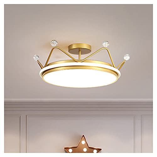 Wmmner Pendelleuchte, Kronleuchter Led Einfache Post-Moderne Goldene Krone Chandelier Kreative Luxus Nordic Schlafzimmer Prinzessin Kinderzimmer Led Deckenlampe Pendelleuchten (Stepless Dimming)/Eine von Wmmner