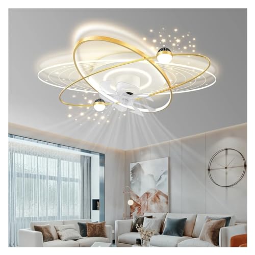 Wmmner Pendelleuchte, Moderne Luxus-Deckenventilatorlampehoch Durchlässigkeit Acryl Deckenleuchte Wohnzimmer Schlafzimmer Esszimmer Deckenventilator Lichter (Schwarz, 100Cm)/Gold/50Cm von Wmmner