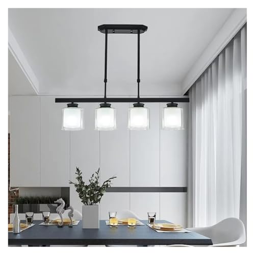 Wmmner Pendelleuchte Für Esszimmer Küche Landhausstil Moderner Langer Tisch Schmiedeeiserner Kronleuchter/Schwarz/Warmweiß von Wmmner