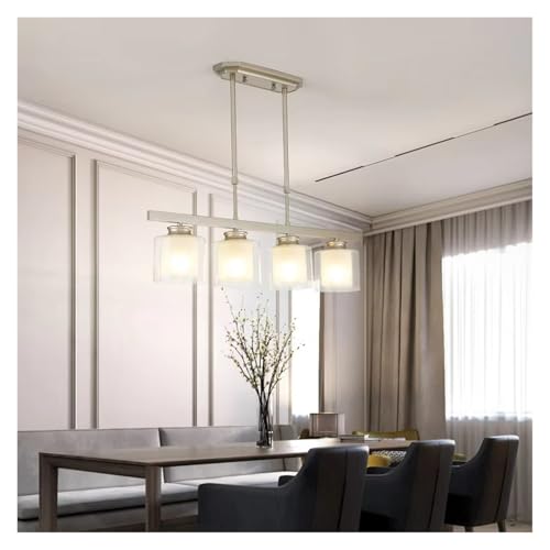 Wmmner Pendelleuchte Für Esszimmer Küche Landhausstil Moderner Langer Tisch Schmiedeeiserner Kronleuchter/Silber/Warmweiß von Wmmner