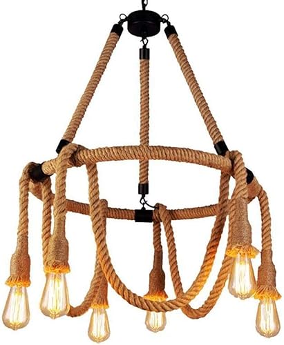 Wmmner Pendelleuchte Simple 6-8-Lichter Hanfseil Hängeleuchte V-Intage Eisen Metall Pendelleuchten Kronleuchter Leuchte Rustikaler Kunst-Dekor Kompatibel Mit Wohnzimmer Esszimmer/6-Flammig Wmmner Pendelleuchte Simple 6-8-Lichter Hanfseil Hängeleuchte V-Intage Eisen Metall Pendelleuchten Kronleuchter Leuchte Rustikaler Kunst-Dekor Kompatibel Mit Wohnzimmer Esszimmer/6-Flammig von Wmmner