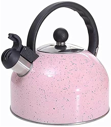 Wmmner Pfeifenkessel, Ofen-Top-Wasserkocher, Edelstahl-Pfeifen-Teekanne Für Kochendes Wasser, Tee, Kaffee, Milch Für Gas-Induktionskochfelder Mit Ergonomischem Griff (Pink) von Wmmner