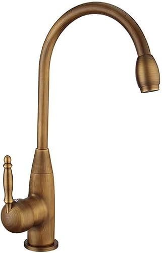 Wmmner Retro Küchenarmatur Einzelhebelgriff, Vintage 360° Swivel High Arc Single Hebel -Pre Badezimmer Mixer Wasserhahn, Messing Monobloc Küchenspüle Wasserhahn, Haltbarkeit Und Zuverlässigkeit, a/Ein von Wmmner