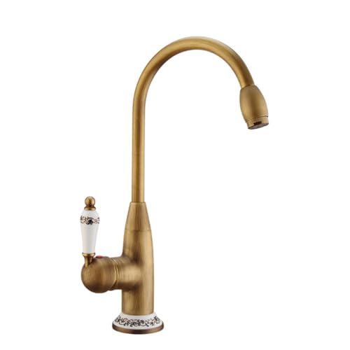 Wmmner Retro Messing Küchenarmatur360° Swivel Single Handle Mixer Tap Antique Style High Arc Sink Faucet Durable Kitchen Fixture In Bronze Finish (A) von Wmmner