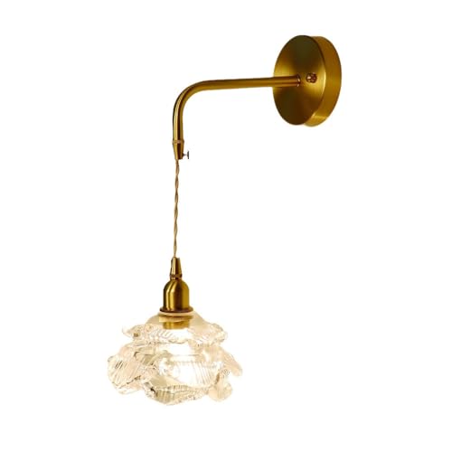 Wmmner Retro-Wandleuchte aus Messing für Bett Dere mit Glasschirmen Wandleuchte in Blumenform Licht E14 Ing Zubehör Wandleuchten im Pastoralstil Vintage Paar von Wmmner