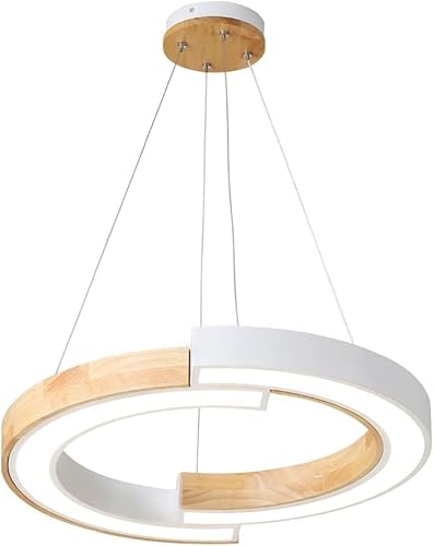 Wmmner Ring-Pendelleuchte Aus Schmiedeeisen Mit Acryl-Lampenschirm Hängelampe Dekorative Leuchte Aus Gummi, Moderne Minimalistische Holz-Hängeleuchte, Modernes Esszimmer/Weißes Licht von Wmmner