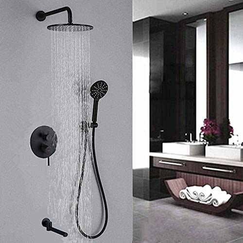 Wmmner Schwarz Mixer Duschset Messing 12 In Rund Regen Duschkopf Power Dusche Badezimmer Wasserhähne Mixer-B_12_In/B/12 Uhr Wmmner Schwarz Mixer Duschset Messing 12 In Rund Regen Duschkopf Power Dusche Badezimmer Wasserhähne Mixer-B_12_In/B/12 Uhr von Wmmner