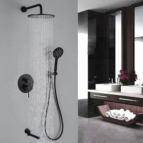 Wmmner Schwarzer Mixer Duschset Messing 12 In Rund Regenfall Duschkopf Power Dusche Badezimmer Armaturen Mixer-B_12_In/B/8 Minuten Wmmner Schwarzer Mixer Duschset Messing 12 In Rund Regenfall Duschkopf Power Dusche Badezimmer Armaturen Mixer-B_12_In/B/8 Minuten von Wmmner