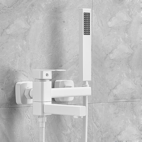 Wmmner Schwarzes 90° Drehbares Wandduscharmatur-Set Einhebel-Bad-Duschmischer Mit Handbrause Moderne Badezimmerarmatur Weißes Finish/Weiß/B von Wmmner