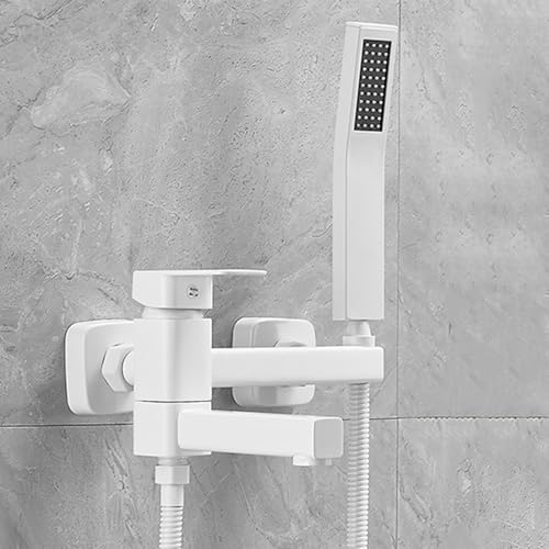 Wmmner Schwarzes 90° Drehbares Wandduscharmatur-Set Einhebel-Bad-Duschmischer Mit Handbrause Moderne Badezimmerarmatur Weißes Finish/Weiß/a von Wmmner