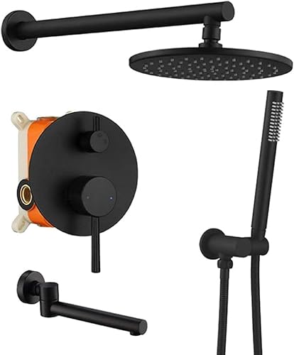 Wmmner Schwarzes Duschsystem Regenmischer Duschkombinationset Messing Runder Regenbrauskopf Duschmischerhapen Mit Duschkit-D_10_In/C/8 Minuten Wmmner Schwarzes Duschsystem Regenmischer Duschkombinationset Messing Runder Regenbrauskopf Duschmischerhapen Mit Duschkit-D_10_In/C/8 Minuten von Wmmner