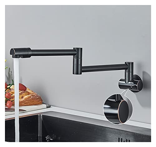 Wmmner Schwarzk Nickel Chrom Drehbarer Wasserhahn Wandmontierter Einzelloch Kaltwasser-Küchenhahn Flexibler Auslauf Zum Einfachen Befüllen Ideal Für Töpfe Und Kochen (C Chro) Ulz 000597 Küchenspüle Mi von Wmmner