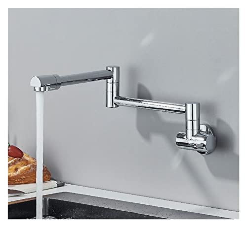 Wmmner Schwarzk Nickel Chrom Drehbarer Wasserhahn Wandmontierter Einzelloch Kaltwasser-Küchenhahn Flexibler Auslauf Zum Einfachen Befüllen Ideal Für Töpfe Und Kochen (C Chro) Ulz 000597 Küchenspüle Mi von Wmmner
