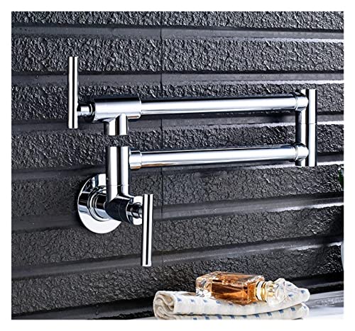 Wmmner Schwarzk Nickel Chrom Drehbarer Wasserhahn Wandmontierter Einzelloch Kaltwasser-Küchenhahn Flexibler Auslauf Zum Einfachen Befüllen Ideal Für Töpfe Und Kochen (C Chro) Ulz 000597 Küchenspüle Mi von Wmmner