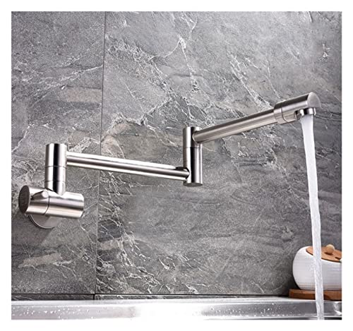 Wmmner Schwarzk Nickel Chrom Drehbarer Wasserhahn Wandmontierter Einzelloch Kaltwasser-Küchenhahn Flexibler Auslauf Zum Einfachen Befüllen Ideal Für Töpfe Und Kochen (C Chro) Ulz 000597 Küchenspüle Mi von Wmmner