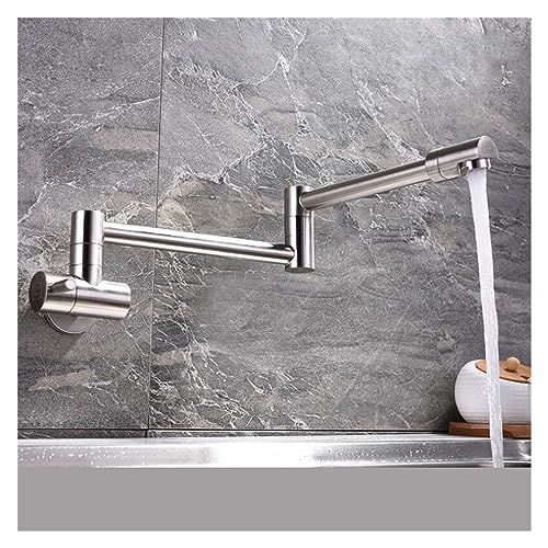 Wmmner Schwarzk Nickel Chrom Drehbarer Wasserhahn Wandmontierter Einzelloch Kaltwasser-Küchenhahn Flexibler Auslauf Zum Einfachen Befüllen Ideal Für Töpfe Und Kochen (C Chro) Ulz 000597 Küchenspüle Mi von Wmmner