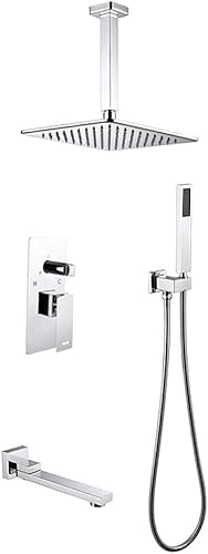 Wmmner Set 3-Funktionssystem 10 In Mixer Kit Quadratisches Badezimmer Regendusche Kit-Schwarz-B/Chrome-Spread/a Wmmner Set 3-Funktionssystem 10 In Mixer Kit Quadratisches Badezimmer Regendusche Kit-Schwarz-B/Chrome-Spread/a von Wmmner