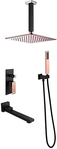 Wmmner Set 3-Funktionssystem 10 In Mixer Kit Quadratisches Badezimmer Regendusche Kit-Schwarz-B/Rose Golda/a Wmmner Set 3-Funktionssystem 10 In Mixer Kit Quadratisches Badezimmer Regendusche Kit-Schwarz-B/Rose Golda/a von Wmmner