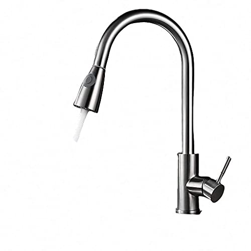 Wmmner Silberner Küchenhahn, Ausziehbarer Wasserhahn Mit Einem Griff, 360° Schwenkbarer Wassermischer, Einzelloch, Chrom-Finish - Perfekt Für Haus- Und Küchen-Upgrade von Wmmner