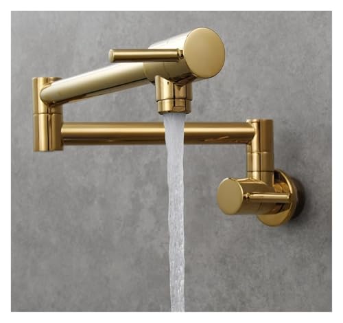 Wmmner Spüle Wasserhahn, Nickel Schwarz Gold Messing Topf Montiert Wand Küche Einzelkühlung, Loch Klapp Wasserhahn Für Küche, Bad (Matt Schwarz Typ B)/Gold Typ Aa01/a von Wmmner