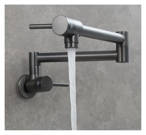 Wmmner Spüle Wasserhahn, Nickel Schwarz Gold Messing Topf Montiert Wand Küche Einzelkühlung, Loch Klapp Wasserhahn Für Küche, Bad (Matt Schwarz Typ B)/Grau/a von Wmmner