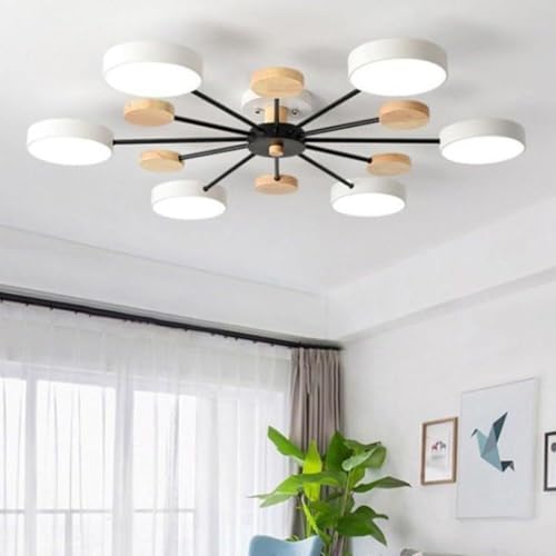 Wmmner Sputnik-Kronleuchter Mid Century Modern Deckenleuchte 3 Leuchten Weiß Grün Grau Landhausstil Deckennahe Leuchte, Kronleuchter/Bianco/6 Leuchten von Wmmner