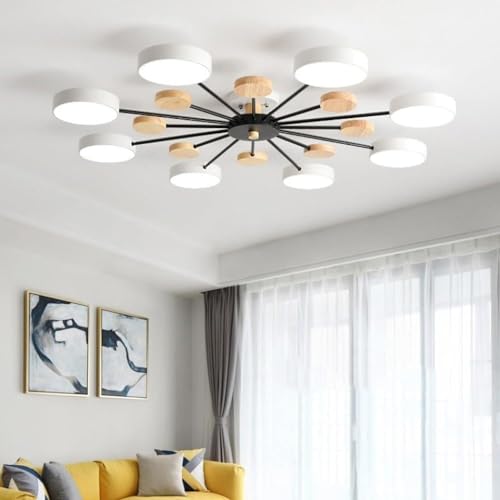 Wmmner Sputnik-Kronleuchter Mid Century Modern Deckenleuchte 3 Leuchten Weiß Grün Grau Landhausstil Deckennahe Leuchte, Kronleuchter/Bianco/8 Leuchten von Wmmner