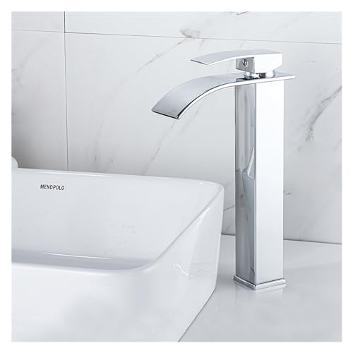 Wmmner Stilvoller Schwarzer Wasserfall-Beckenhahn - Hoher Und Kurzer Mischbatterie Mit Pinsel-Gold-Finish Für Waschtisch - Einfache Installation Chromgrauer Badezimmerhahn/Chrom Hoch Wmmner Stilvoller Schwarzer Wasserfall-Beckenhahn - Hoher Und Kurzer Mischbatterie Mit Pinsel-Gold-Finish Für Waschtisch - Einfache Installation Chromgrauer Badezimmerhahn/Chrom Hoch von Wmmner